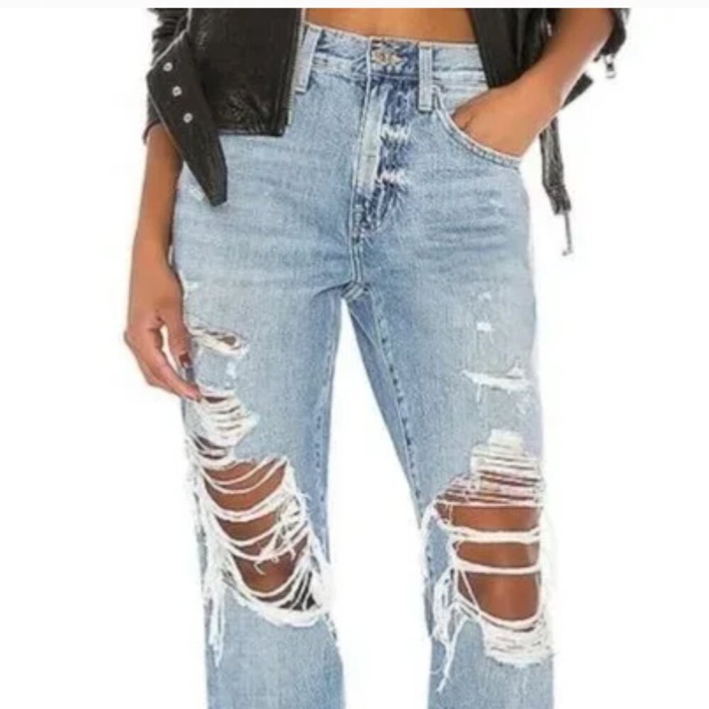 Pistola High Rise Relaxed Roller Distressed Jeans Size 26